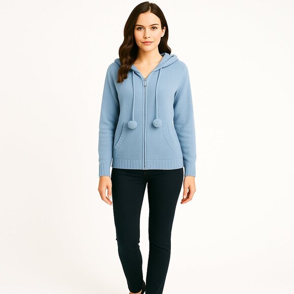 Dish Cardigan Sz L Light blue so soft hooded zip up - Picture 2 of 6